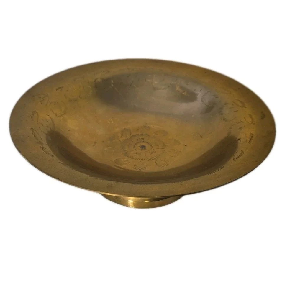 Vintage Made In India Solid Brass Bowl Hand Etched Decorative Ornate Boho 7.75